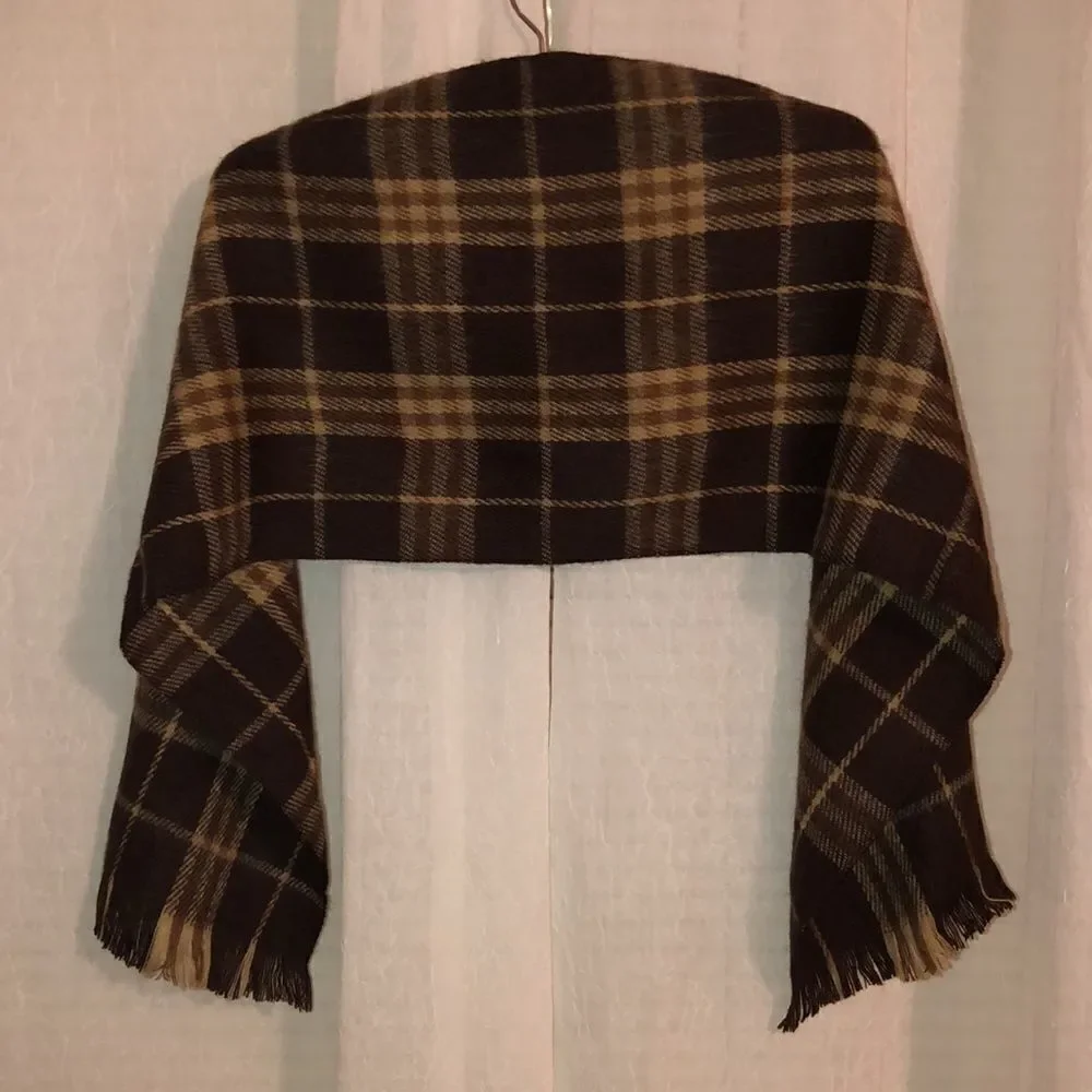 Brown Cream Plaid Acrylic Unisex Scarf